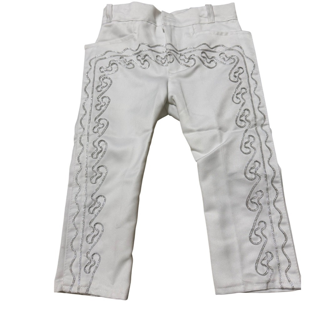 Mariachi Charro Suit Kids White Silver Embroidered 4-Piece Set Size 4T Boys - Picture 10 of 16